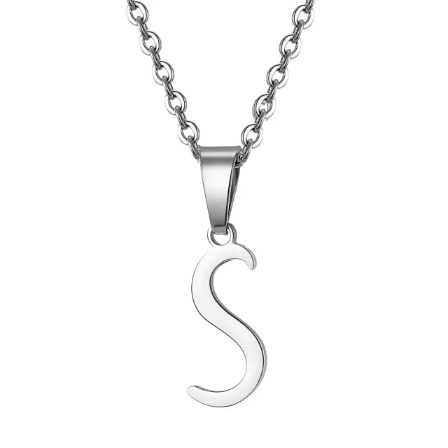 Necklace with letter of steel - Pendant with letter of stainless steel