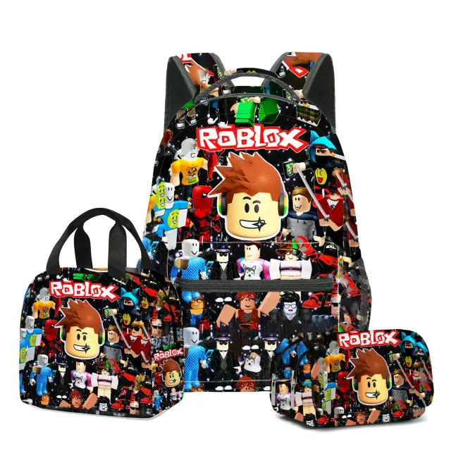 Stylish school set for children - Backpack, pencil case, lunch bag in various Roblox motifs