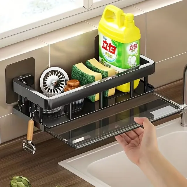 Wall multi-function kitchen utensils basket with rag holder, spices, soap and sponge