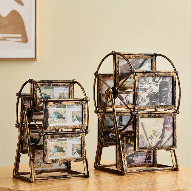 Starožitný otočný ruský kolo rám na fotografie - Stolní rodinný stromeček