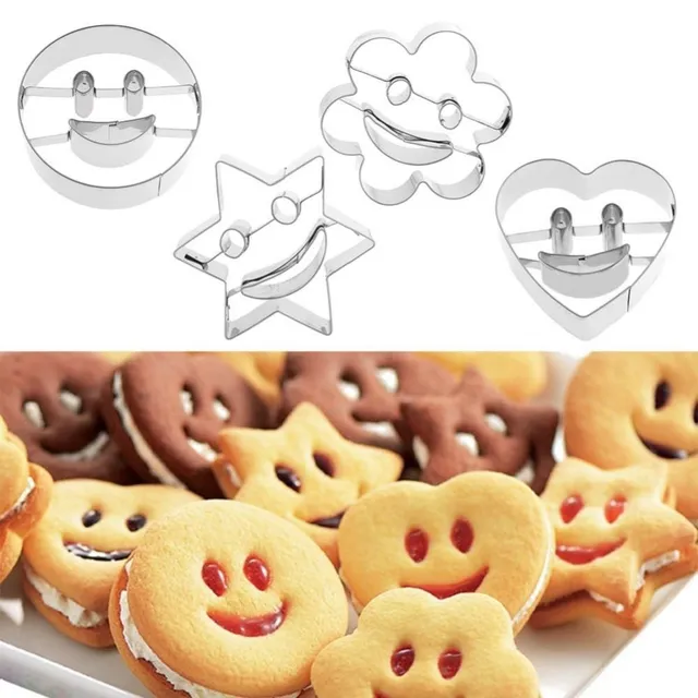 Set 4 decupatoare pentru biscuiți cu fețe zâmbitoare