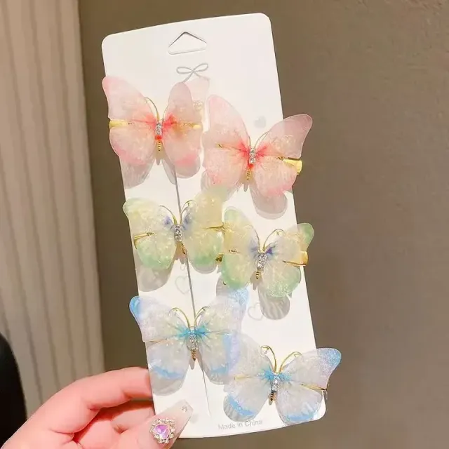 6 pieces colorful butterfly hair clip for girls