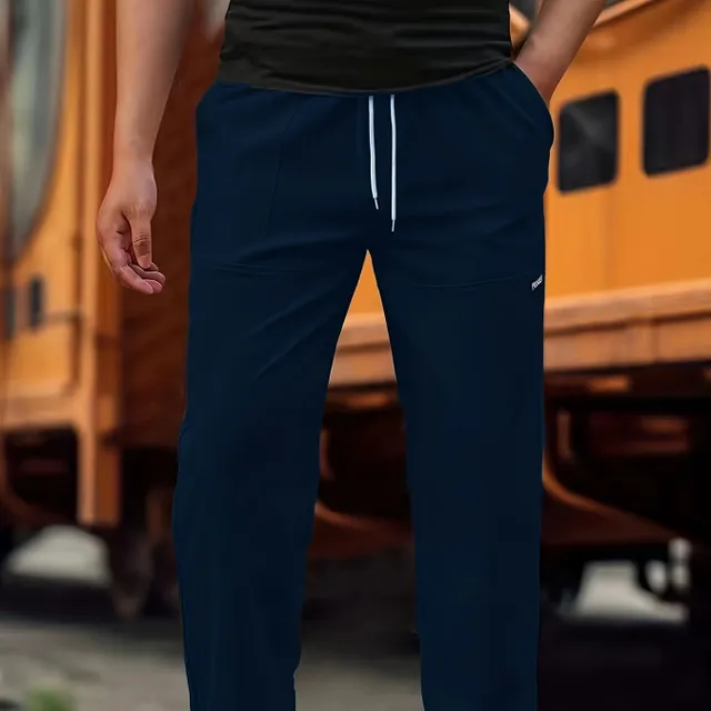 Men's comfortable sweatpants with pockets, straight cut, drawstring, suitable for spring and autumn