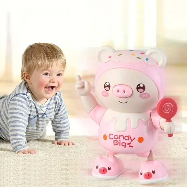 Improved electronic toy dancing pig