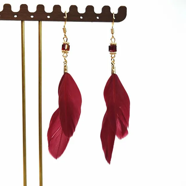 Boucles d'oreilles pendantes pour femmes avec plumes