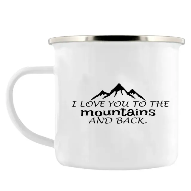 Adventure enamel mug for camping as a gift