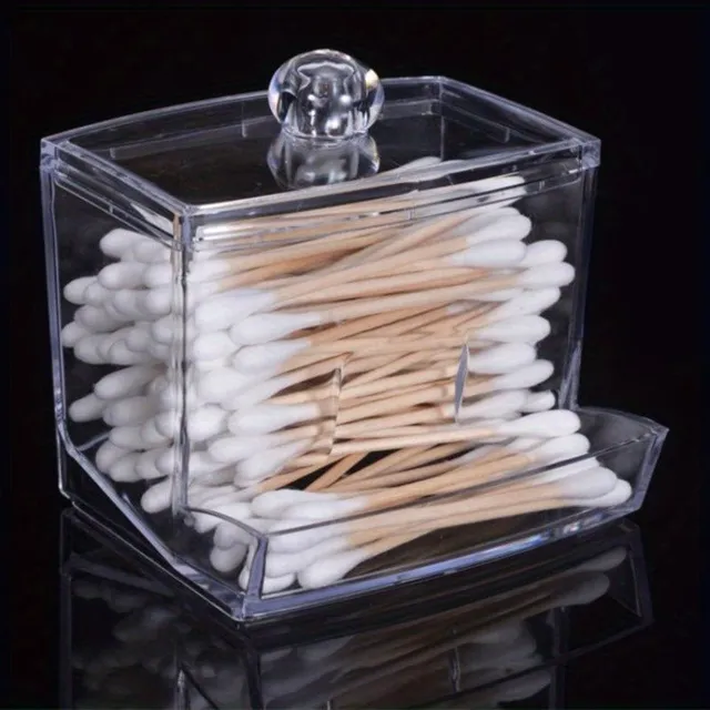 Practical organizer for cotton bars and tampons with wooden lid