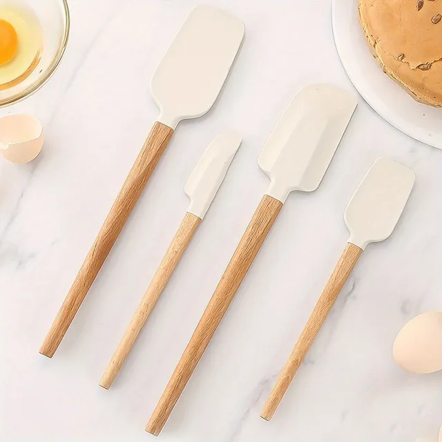 Set de 4 spatule din silicon pentru bucătărie, calitate alimentară