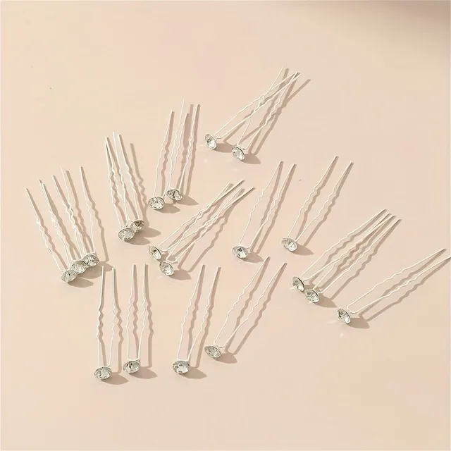 Original hair clips with shiny stones - U-sponsors and transparent stones for brides, wedding bouquets and styling accessories