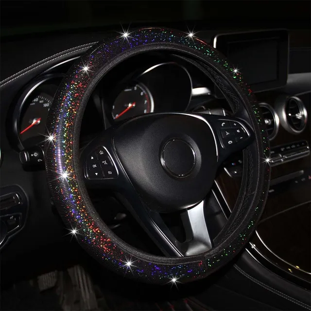 Steering wheel cover with glittering rhinestones