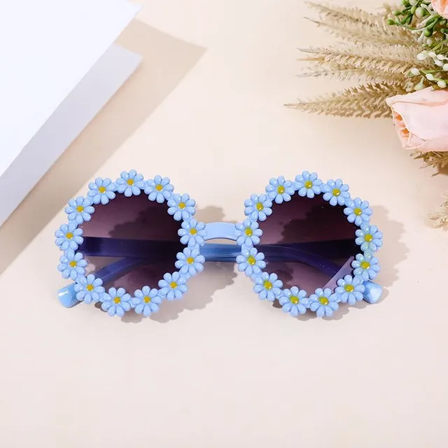 Luxusní dívčí kulaté sluneční brýle s drobnými kytičkami - různé barvy Soechate
