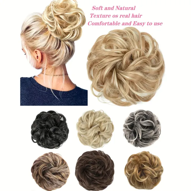 Gorgeous tousled bun - hair clip with curly extensions