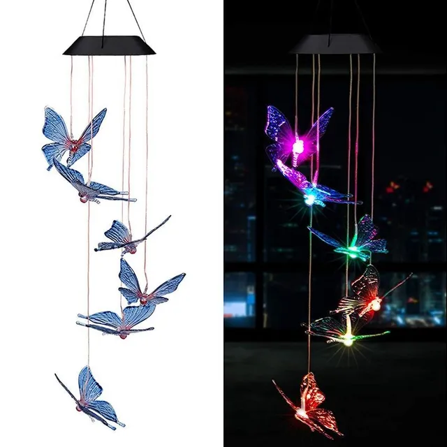 Solar LED glowing bell tower Bianca blue-butterfly