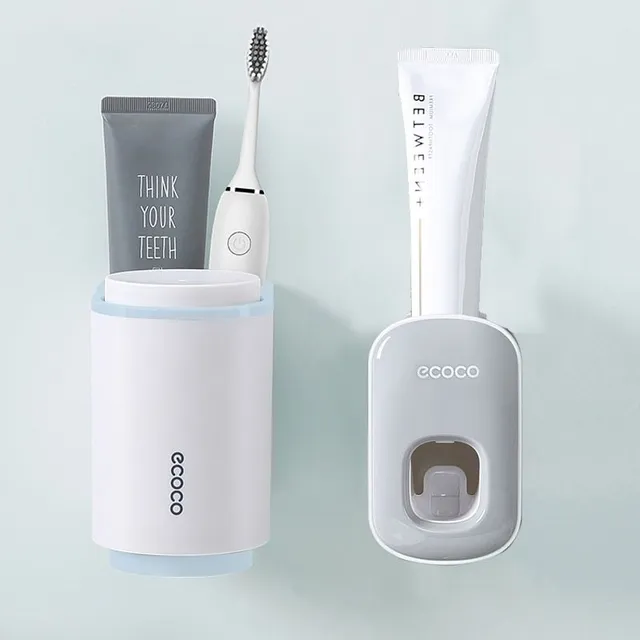 Toothpaste dispenser with toothbrush holder and paste