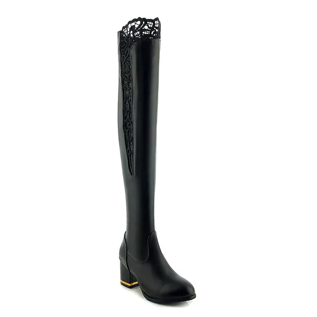 Women's lace boots above the knee