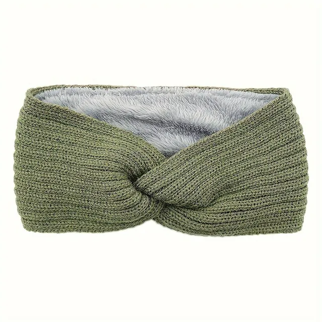 Fashion knitted headband with cross pattern - warm, soft, protects ears from cold