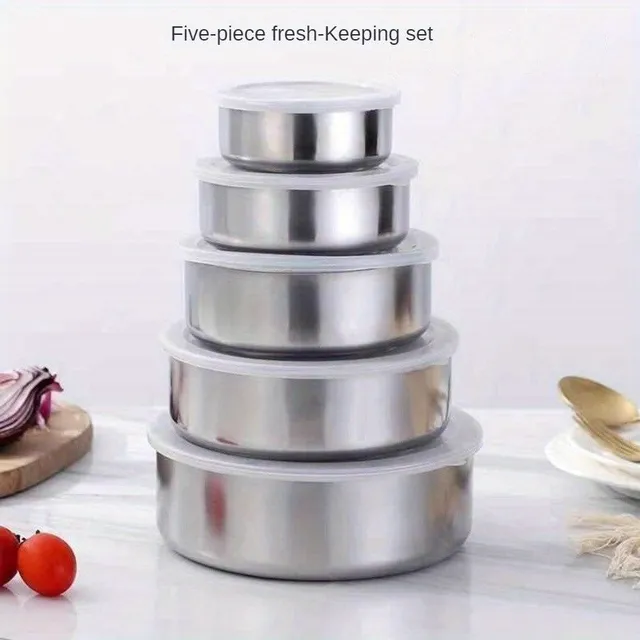 5 pieces Stainless steel Fresh-keeping Box Round Lunch Box