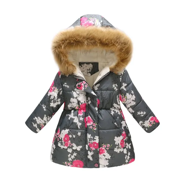 Children's winter windproof warm jacket with hood for girls Grey 10-11 Years