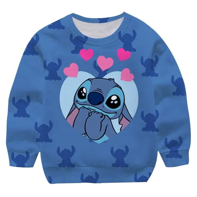 Detská módna mikina bez kapucne s motívom Stitch