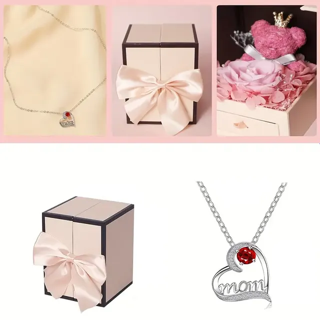 Bel amour : set cadeau avec rose éternelle et colliers pour maman pour la fête des mères, la Saint-Valentin et d'autres fêtes