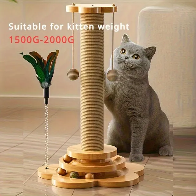 Scratch for cats with spin base and interactive toy