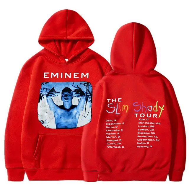 Trends sweatshirt with kangaroo and hood with print of known rapper EMINEM