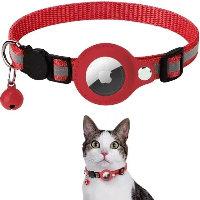 Zgardă practică pentru câini și pisici cu element reflectorizant și buzunar pentru dispozitiv GPS