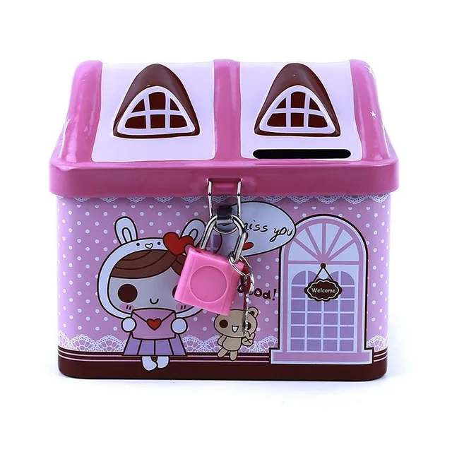 Children's portable cash box in a cute cottage shape