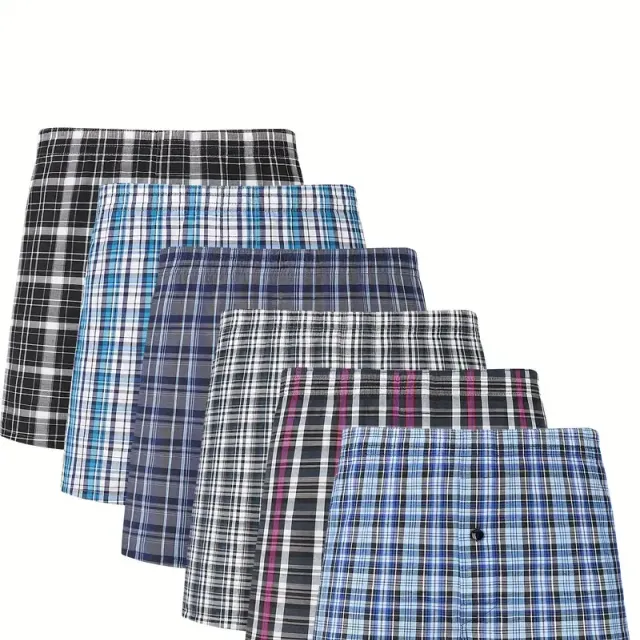 6/10 male woven boxers with elastic tape - Random Color