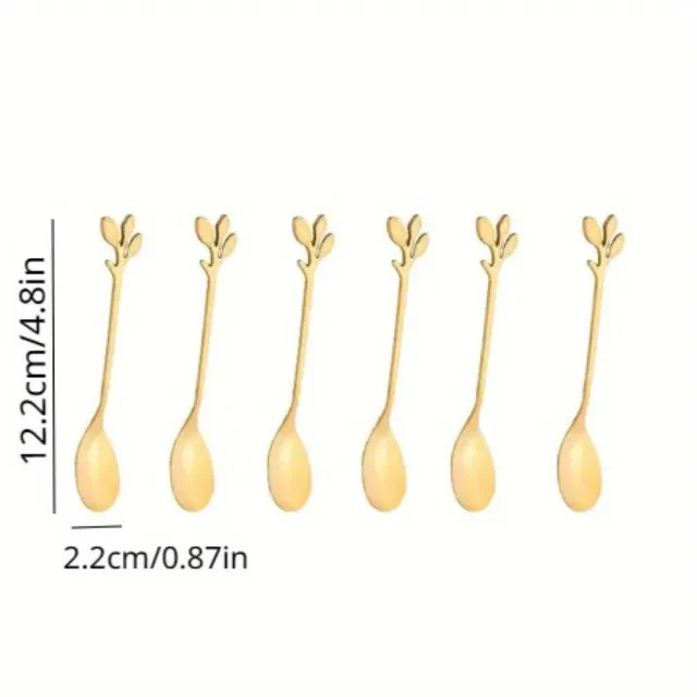 Set of 6 elegant gold spoons made of stainless steel in sheet shape