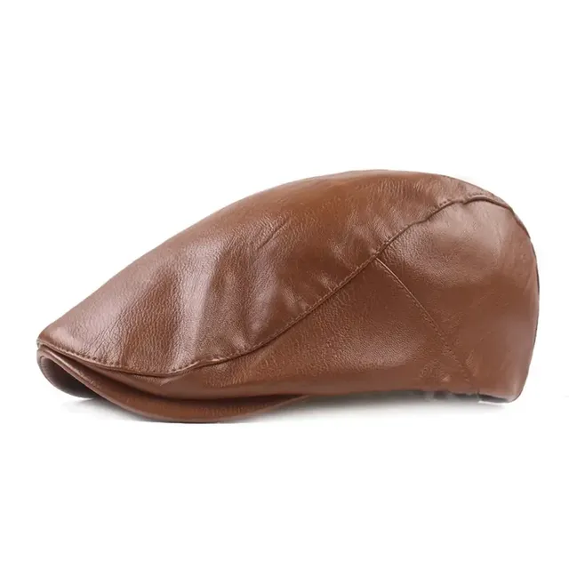 Male leather beret - Retro flat hat driver