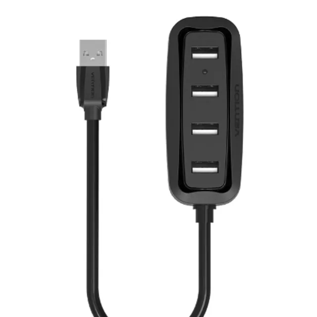 4 port USB 2.0 HUB LED fényjelzővel - fekete