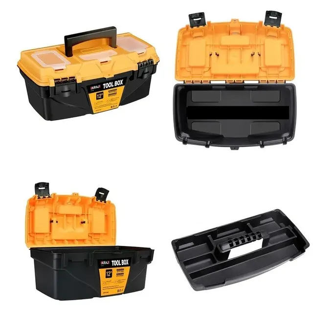 12" Pevný kufříkový toolbox z odolného plastu - pro elektrikáře, tesaře, vrtáky a auto