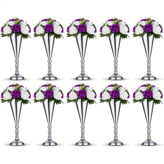 2ks, stolové kovové svadobné kvetinová váza, stôl dekoratívne centrum, umelá kvetinová dekorácia pre oslavu výročie narodenia rodinka Lane domáce dekorácie