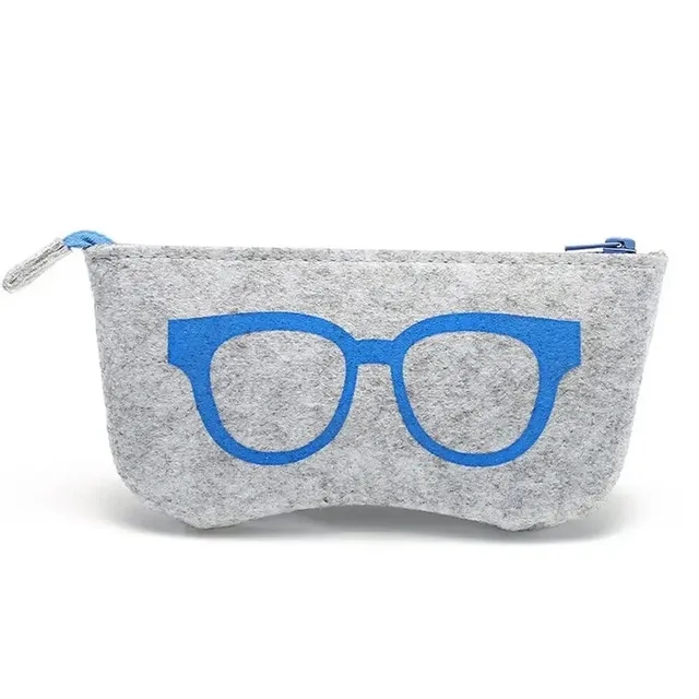 Protective portable case for glasses of felt with zipper