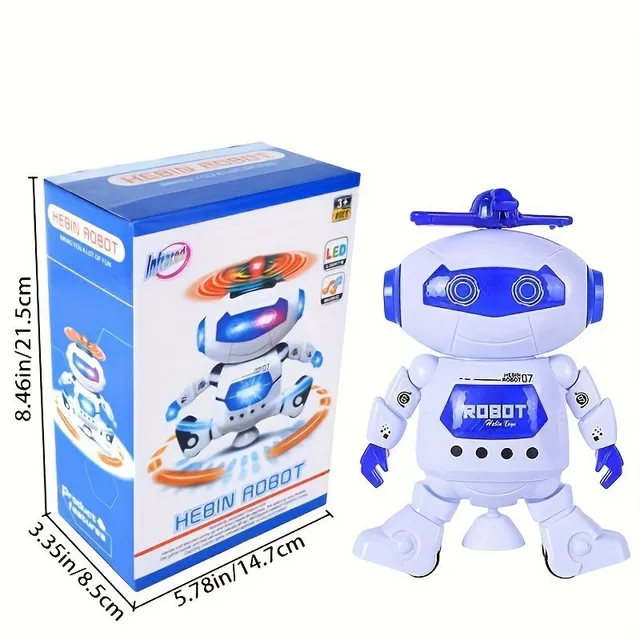 Dancing robot with music and lights for children's entertainment (winding 360°)