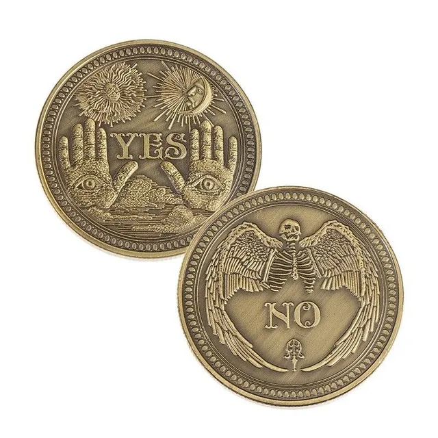 Double-sided metal coin 4 x 4 x 0,3 cm with Yes and No inscriptions on each side Commemorative coin to help in decision making Yes and No Collector metal coin