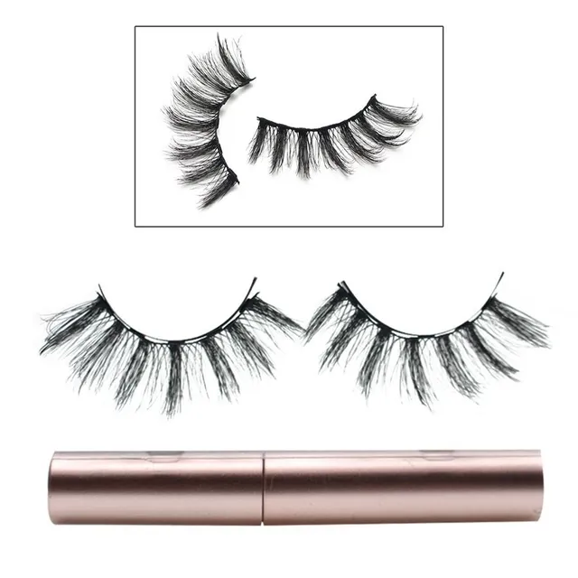 Set of a pair of magnetic false eyelashes and liquid eyeliner