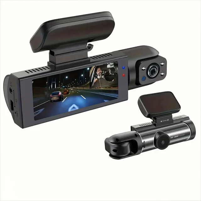Autokamera přední a vnitřní, 8,03 cm, 1080P, G senzor, HD noční vidění, cyklické nahrávání, široký úhel - DVR do auta