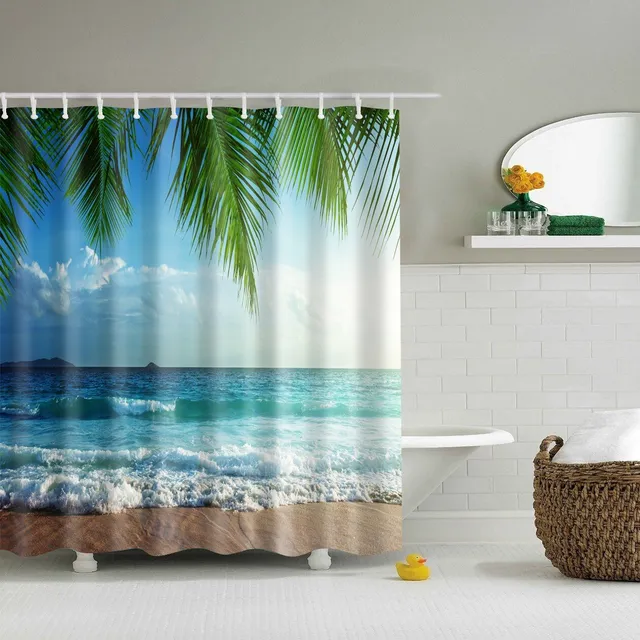 Shower curtain with nature motif