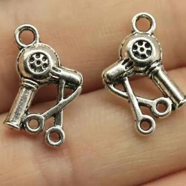 20 pieces of stylish pendants in the hair dryer and scissors motif - suitable for making your own jewelry