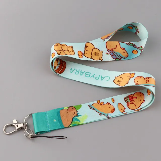 Dear capibara key belt, neck ribbon, ID card holder, badge