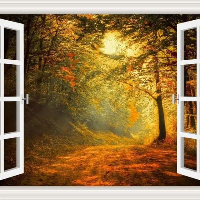 Wandkunst 3D Sticker | Fenster, Landschaft