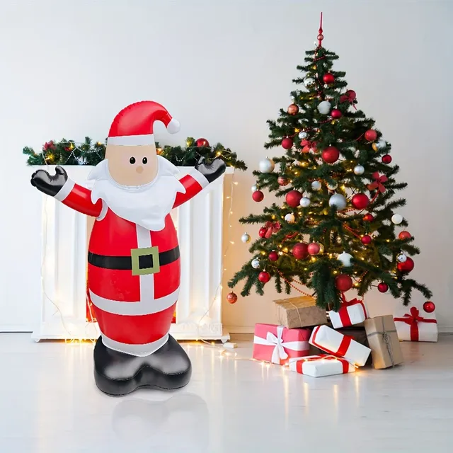 Vánoční nafukovací venkovní dekorace - roztomilý sněhulák a Santa Claus se světelným efektem pro slavnostní atmosféru