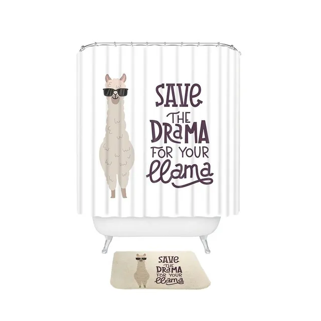 Shower curtain and preposition with llama 2 pcs