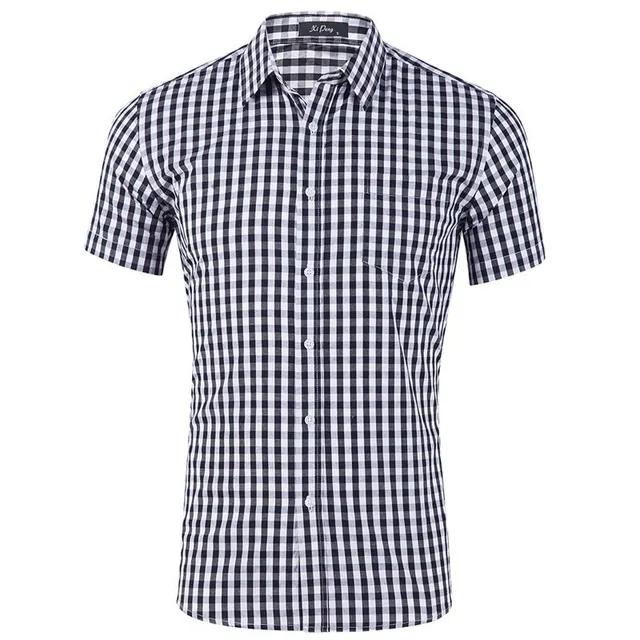 Men's two-color summer classic shirt with plaid design