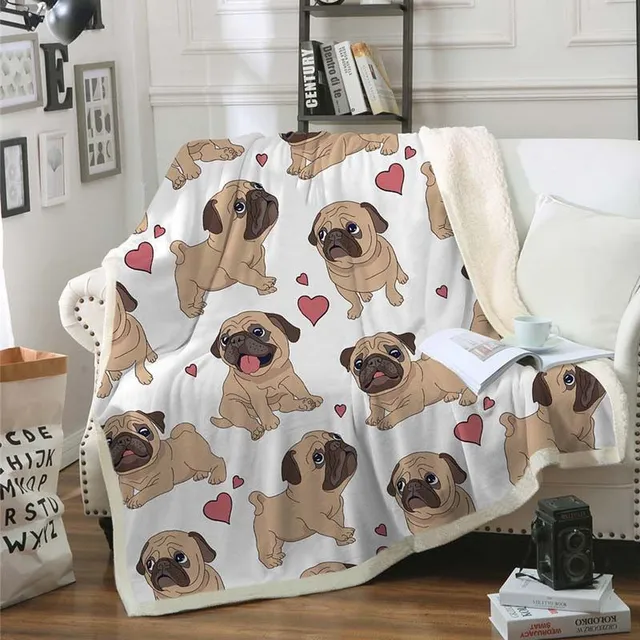 Príjemná deka De02 so psami - 130 x 150 cm