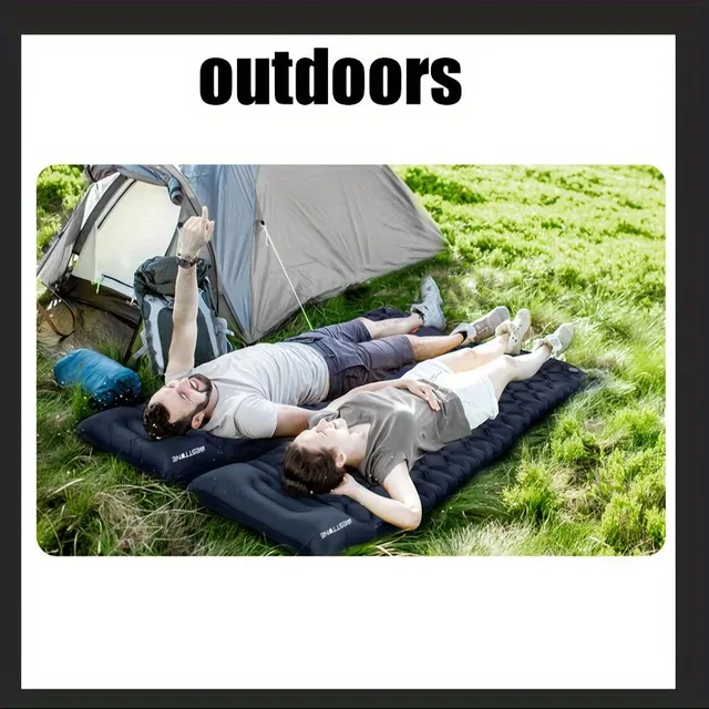 Light inflatable mattress with pillow for comfortable sleep during hiking and camping