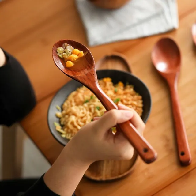 Wooden kitchen spoon with long handle