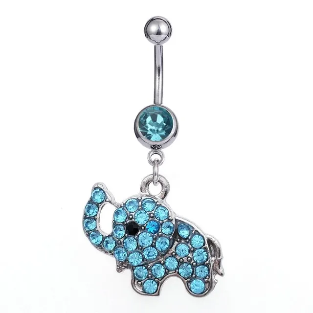 Designer belly button piercing in blue with hanging ornament